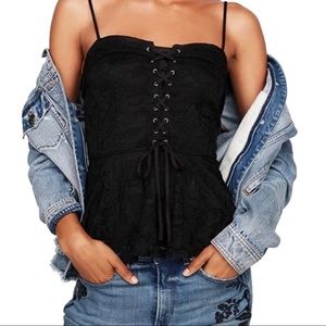 Sweetheart Squareneck Lace-Up Corset Peplum Cami